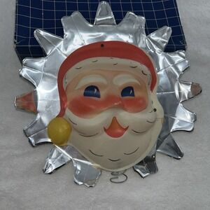Vintage 70s Doubl Glo Christmas Foil Tree Top Santa Claus Box‎ Paper Novelty Mfg